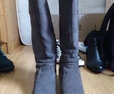 Pier One Grey suede knee high boots