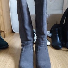 Pier One Grey suede knee high boots