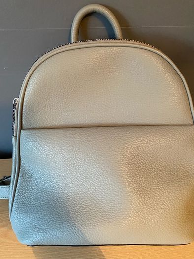 Grey leather effect backpack
