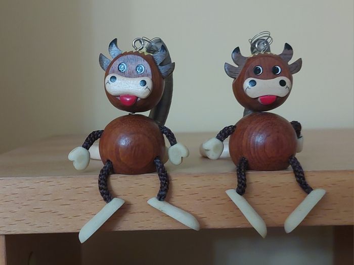 2 wooden Swiss cows - please read full ad