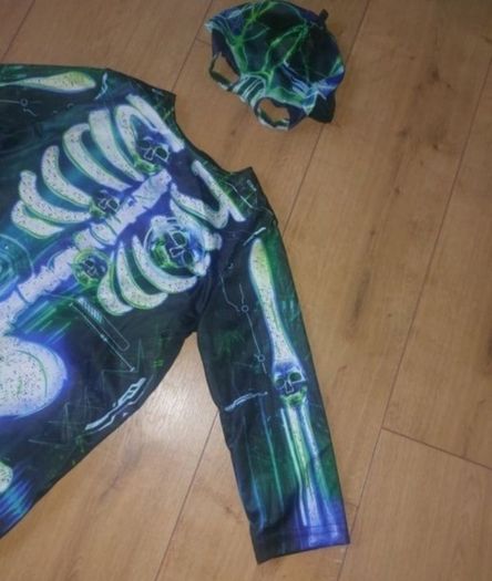 Brand New x2 Piece Skeleton Costume - Mask & Overall - Size - 5-6 Years