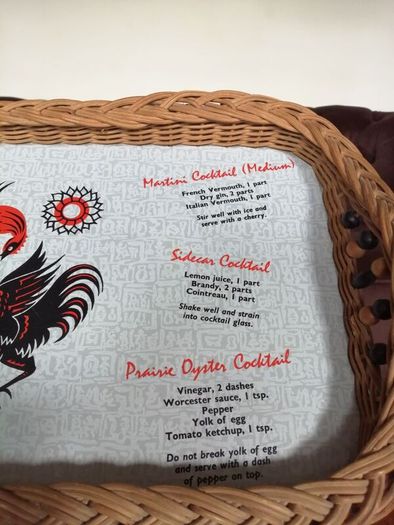 Mid Century Modern Retro Cocktail Melamine Wicker Tray
