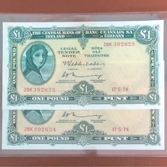 Irish one pound Lavery notes