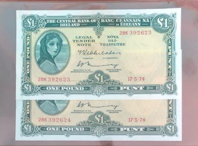 Irish one pound Lavery notes