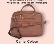 Genuine leather laptop bag - camel colour