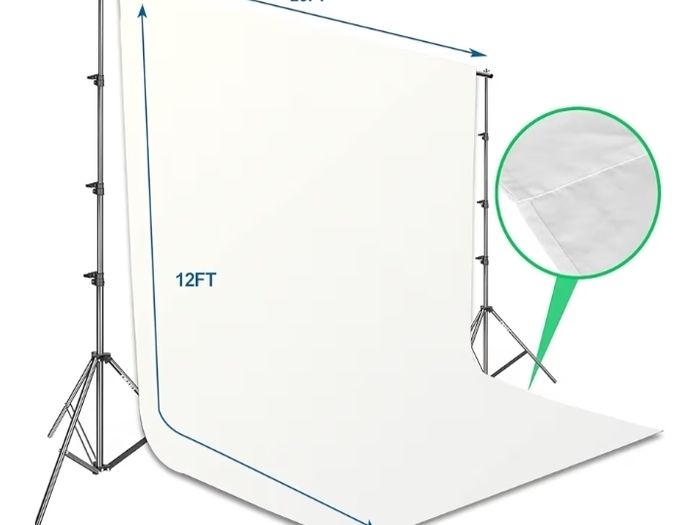 White Backdrop with Stand, 8.5x10ft 2.6x3m Photography Background Support Kit with 10x12ft (3x3.6m Screen for Portrait, Video, Shooting, Photo, Studio