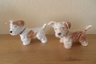 Two Sylvac Glased Porcelain Pottery Dogs Very Very Collectable Made In The Uk 1930's  In Perfect Condition !