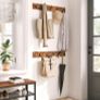 Shoe Bench with Coat Rack Hanger, Hall Tree, Entryway Shoe Rack with 9 Hooks and Shelf, Coat Stand, Sturdy and Easy Assembly, Hallway Coat Hat Bag Hanging Organizer, Rustic Brown Image 2