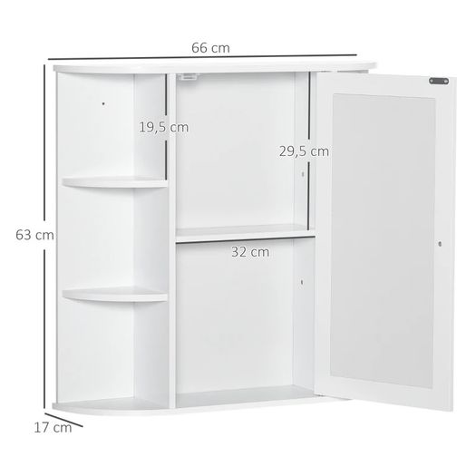 Wall Mount Mirror Cabinet Storage Bathroom Cupboard w/ Single Door and Shelves (FREE POSTAGE)