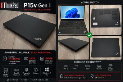 Lenovo Thinkpad P15v Gen 1 | I7 10875h | 32gb Ram | 512gb Nvme Ssd