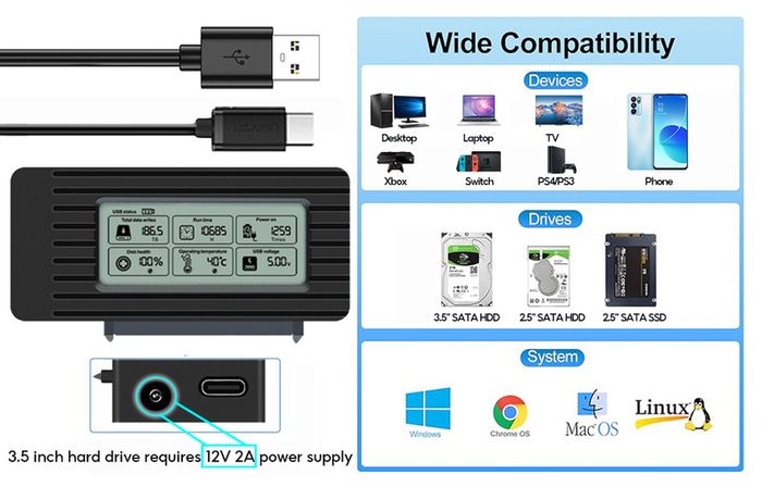 USB to SATA Adapter Converter Cable USB 3.2 3.0 to SATA Converter for 2.5 Inch SSD HDD Hard Drive External adaptor Accessories