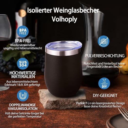 Brand New Stainless Steel Wine Tumblers 12oz Double-Walled Vacuum Insulated