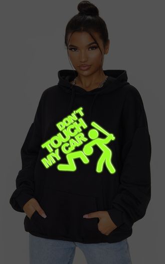 Don't touch my car hoodie glow in the dark logo hoodie cool funny hooded jumper