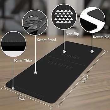 Large Exercise Mat - Extra Wide & Extra Thick Yoga Mat for Men & Women (183cm x 80cm x 10mm) - TPE Fitness Non Slip Gym Mat for Home HIIT Workouts, Pilates, Gymnastics