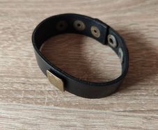 Black genuine leather bracelet