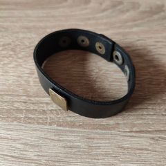 Black genuine leather bracelet