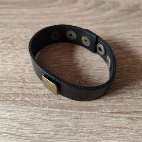Black genuine leather bracelet