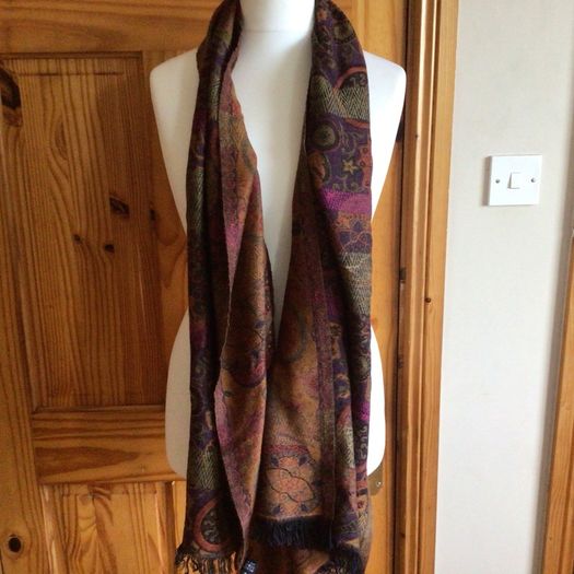Orange Rust Tones Large Wool Blend Krish Shawl Scarf 70" x22" including postage