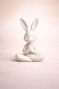 White Meditating Bunny Ornament - Free Post