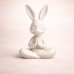 White Meditating Bunny Ornament - Free Post