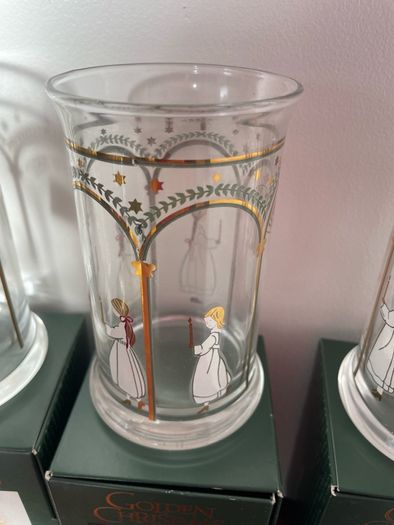 Vintage Holmegaard Golden Christmas Water Glass x 3