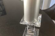 Galway crystal candle holder suits a dinner candle or a wide candle. Silver candle included.