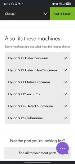 Dyson Vacuum Charger. Brand New