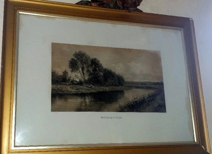 Large Antique Framed Landscape 'The Silvery Morn'