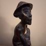 Tall Asian Rosewood Carved Fisherman statue Image 5