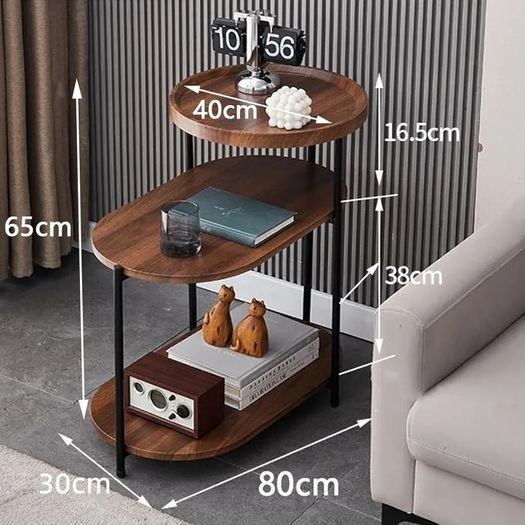 3 Tier Side Table slim side tabl living room Coffee Table Bedside Table,with Storage Shelf Sofa Versatile Furniture for Books, Coffee, and Bedroom Essentials  Ideal Living Room (Rustic Brown)