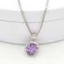 925 Silver Cubic Zirconia Halo Amethyst Necklace Image 6