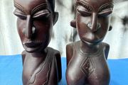 Pair of hand carved African busts