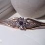 Vintage Rolled Gold Bangle Bracelet  Amethyst  Clear Stone Cluster Image 2