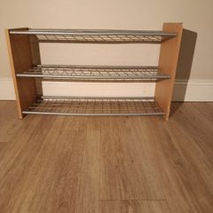 3-Tier Wooden & Metal Shoe Rack - 80cm Width (Drumcondra,