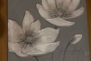 Glittery grey floral canvas