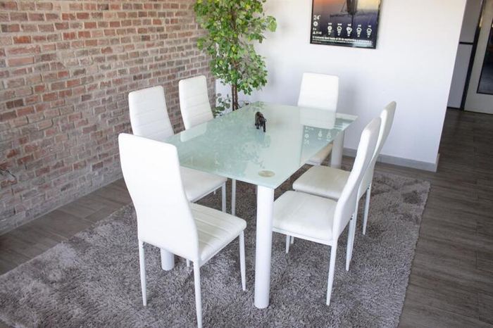White Glass Dining Set Seats 6.