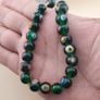 Vintage African Eyes Green Glass Beads Necklace 22 inches Image 2