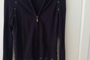 Yuka Dark Brown Cardigan with  Metal Eyelet Detail    Size 14