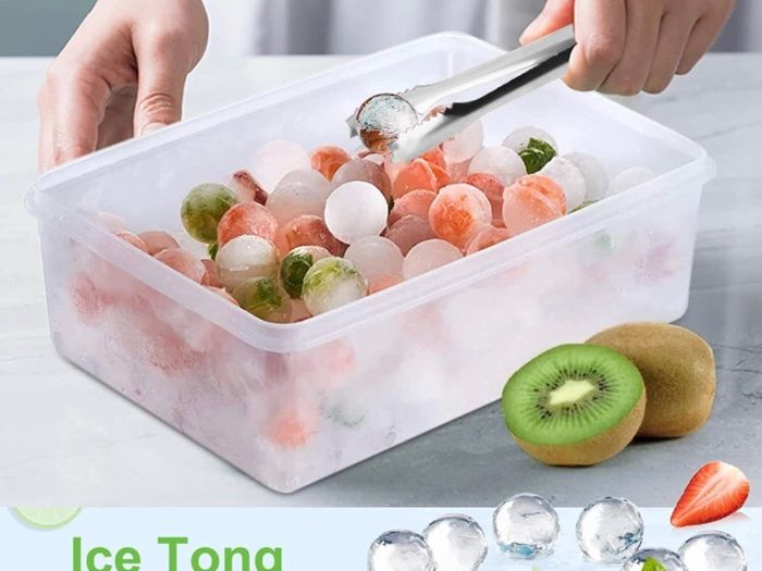 Sphere Ice Cube Tray with Lid and Bin Ice Ball Molds for Freezer 99pcs Ice Making Mold with Ice Container and Tong