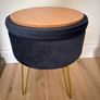 Navy stool with storage and tray Image 3