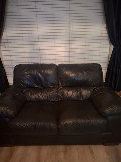 Brown leather sofa set - 3 seater and 2 seater