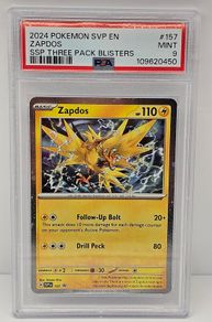 Pokemon TCG SVP EN Zapdos SSP Three Pack Blisters PSA MINT 9