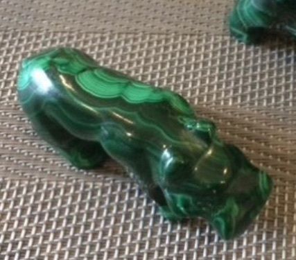 Hand Carved Malachite Hippo