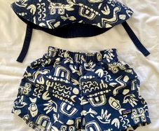 Patagonia toddler shorts and sun hat