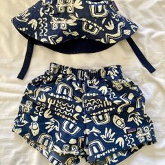 Patagonia toddler shorts and sun hat