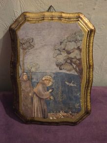 "St. Francis Preaching to the Birds" wall hanging