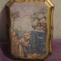 "St. Francis Preaching to the Birds" wall hanging