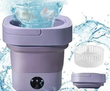 Portable Folding Mini Washing Machine 8L Travel Washer with Drying Bucket (EU Plug)