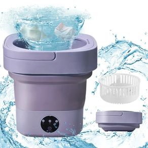 Portable Folding Mini Washing Machine 8L Travel Washer with Drying Bucket (EU Plug)