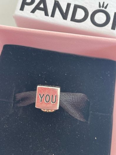 Pandora Two Tone Love Cube Charm with 14k Gold Heart